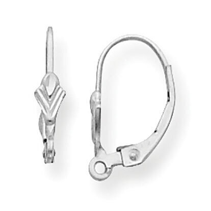 Fancy Leverback with Split Ring Earring Component 14k White Gold WG799, MPN: WG799,