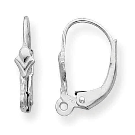 Fancy Secura Leverback with Split Ring Earring Component 14k White Gold WG800, MPN: WG800,