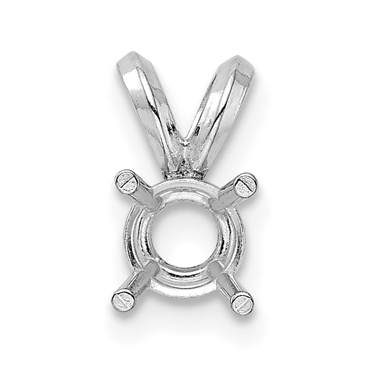 Round 4-Prong Cast Heavy Weight 3.0mm Pendant Setting 14k White Gold WG936