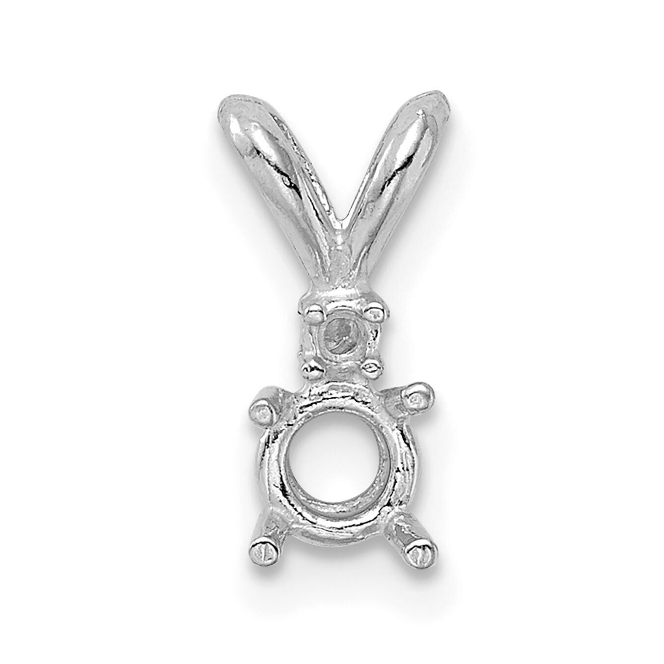 Round 4-Prong with Diamond Accent 3.4mm Pendant Setting 14k White Gold WG941