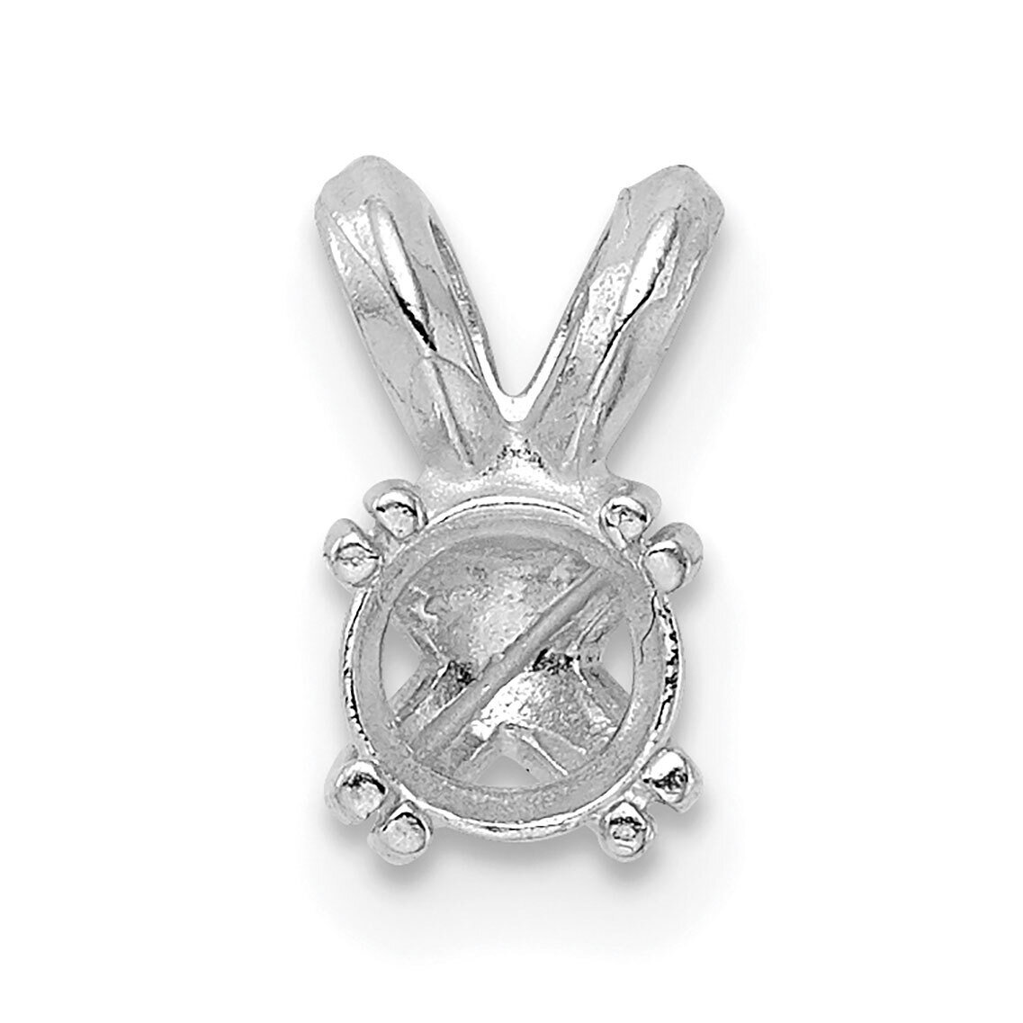Round 4-Double Prong 3.8mm Pendant Setting 14k White Gold WG943, MPN: WG943,