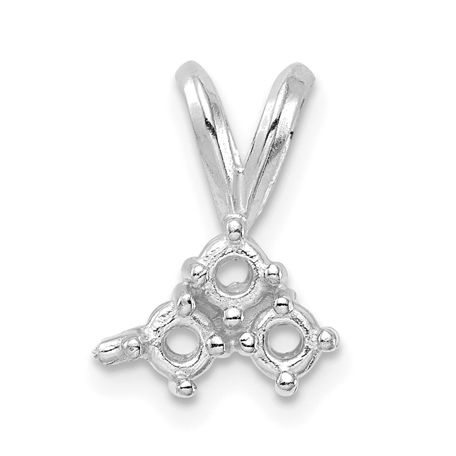 Round 3-Stone .09ct. Pendant Setting 14k White Gold WG953, MPN: WG953,