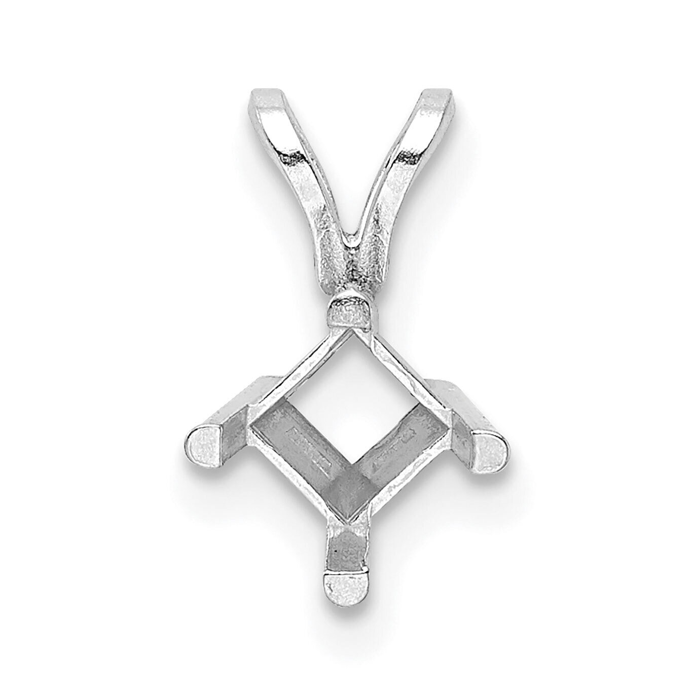 Princess 4-Prong 2.5mm Pendant Setting 14k White Gold WG967, MPN: WG967,