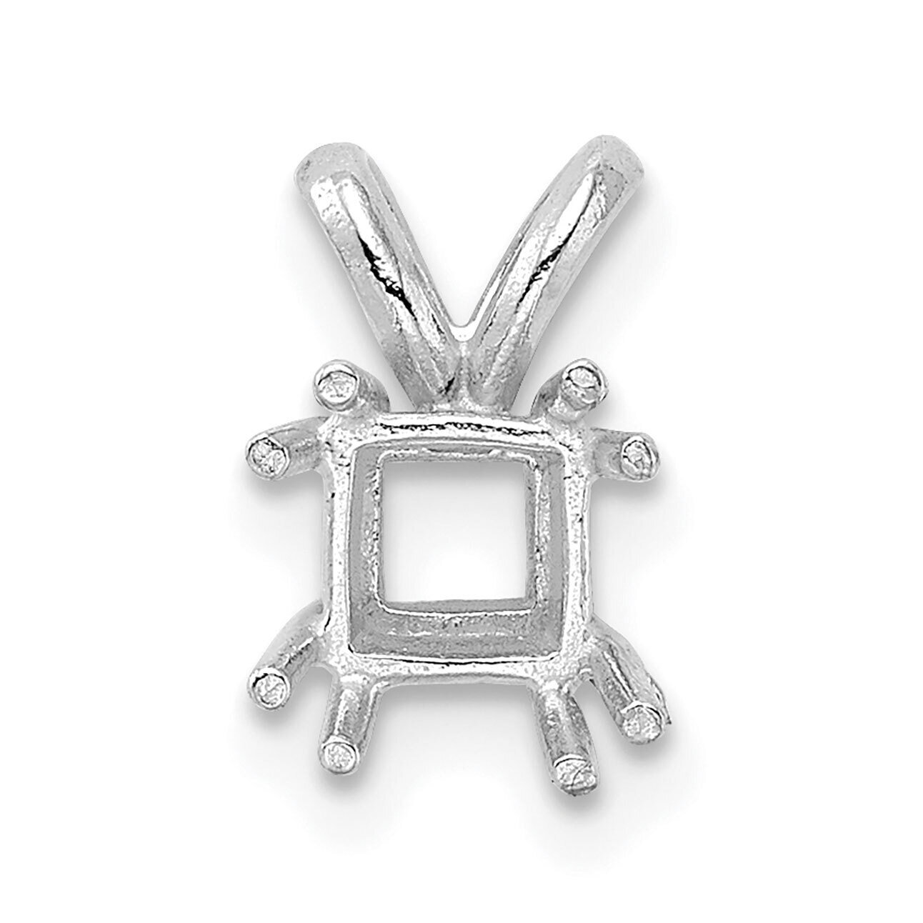 Princess 8-Prong 3.5mm Pendant Setting 14k White Gold WG969, MPN: WG969,