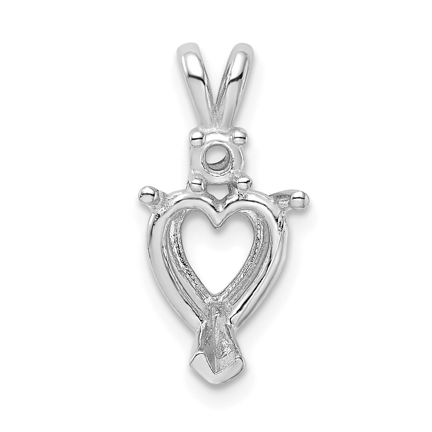 Heart 3-Prong with Diamond Accent 3.0mm Pendant Setting 14k White Gold WG999