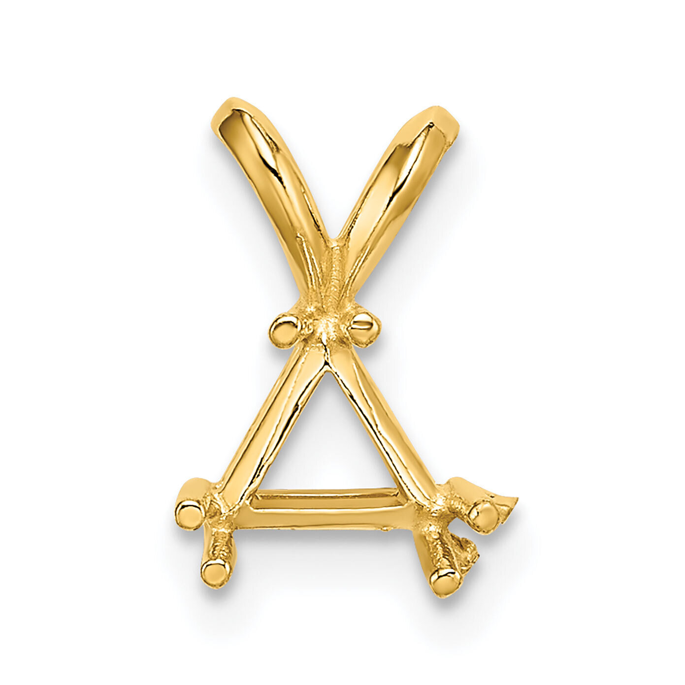 Triangle Twin Prong Wire 3.5mm Pendant Setting 14k Yellow Gold YG1452, MPN: YG1452,