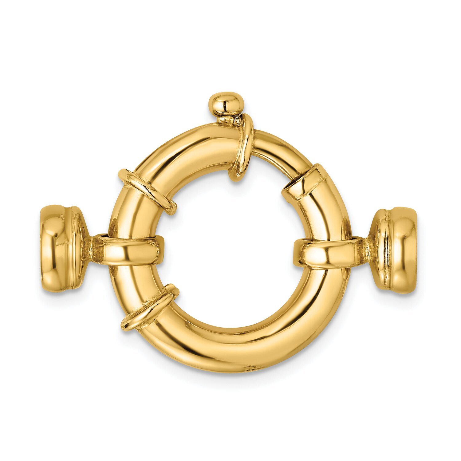 Fancy Spring Ring with Round Endcaps Clasp 14k Yellow Gold YG1754
