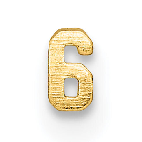 Die Struck Number 6 14k Yellow Gold YG2185, MPN: YG2185,