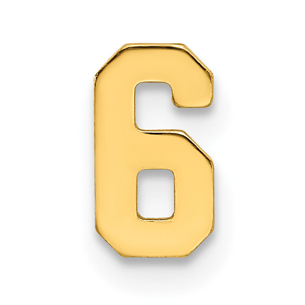 Die Struck Number 6 14k Yellow Gold YG2215, MPN: YG2215,