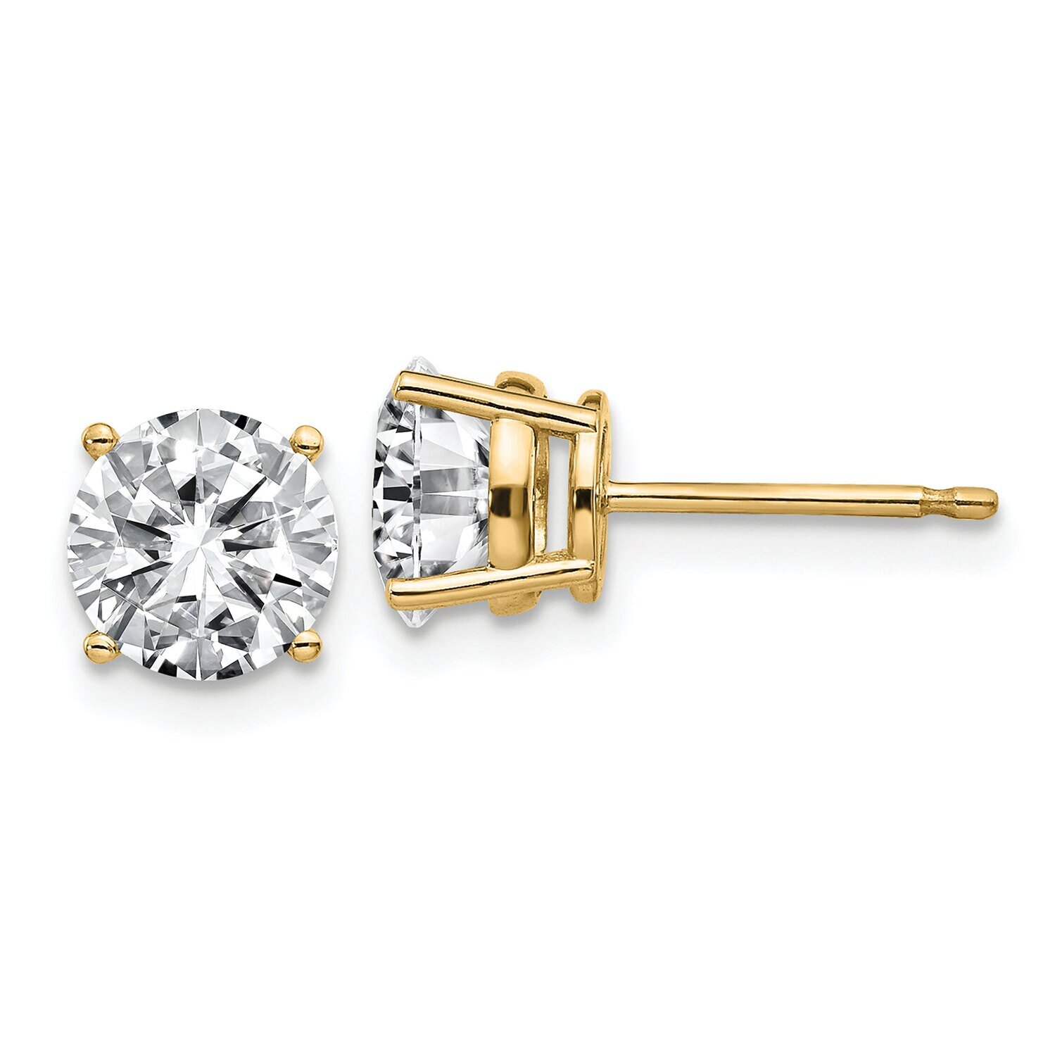 Round 4-Prong Medium Weight .62ct. Post Earring Mounting 14k Yellow Gold YG326-10MT