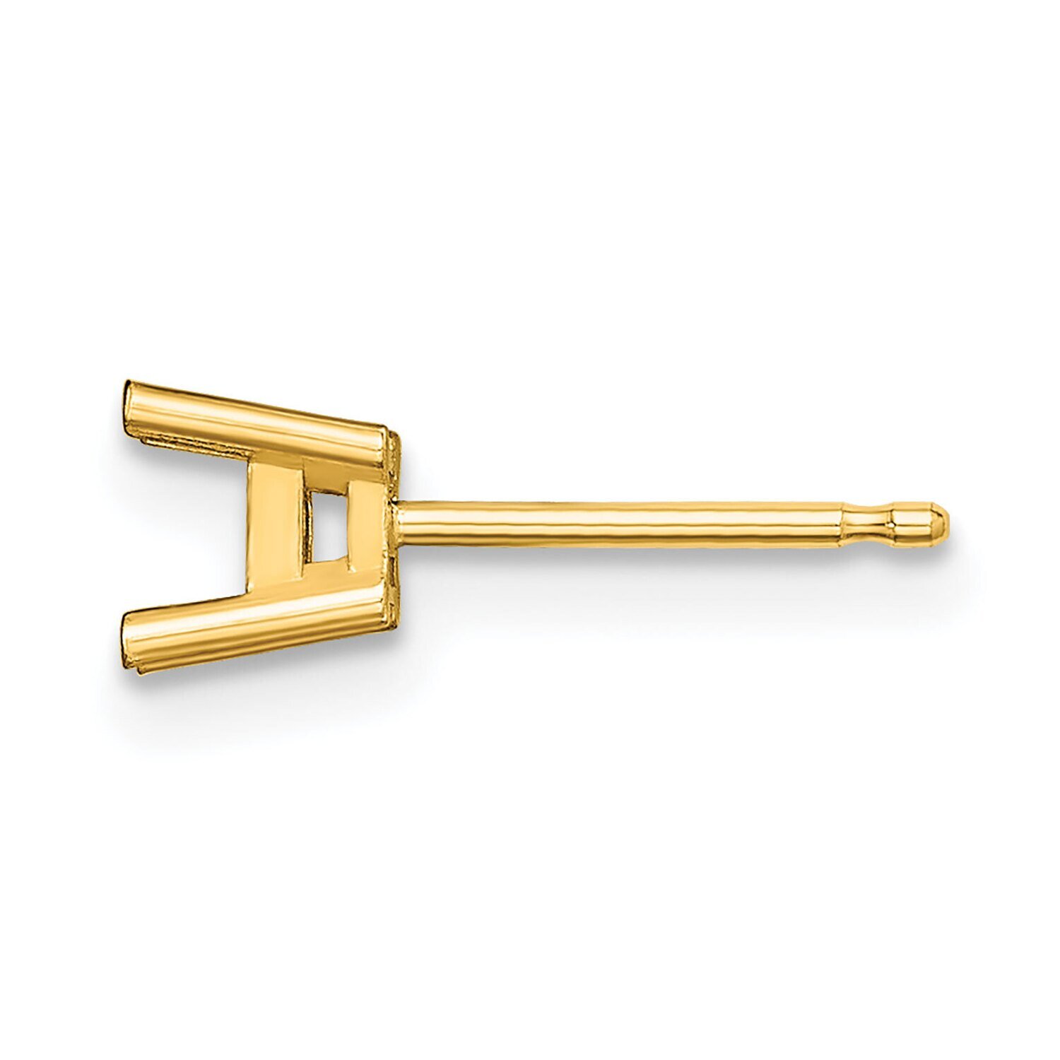 Princess 4-Prong .05ct Post Earring Mounting 14k Yellow Gold YG364, MPN: YG364,