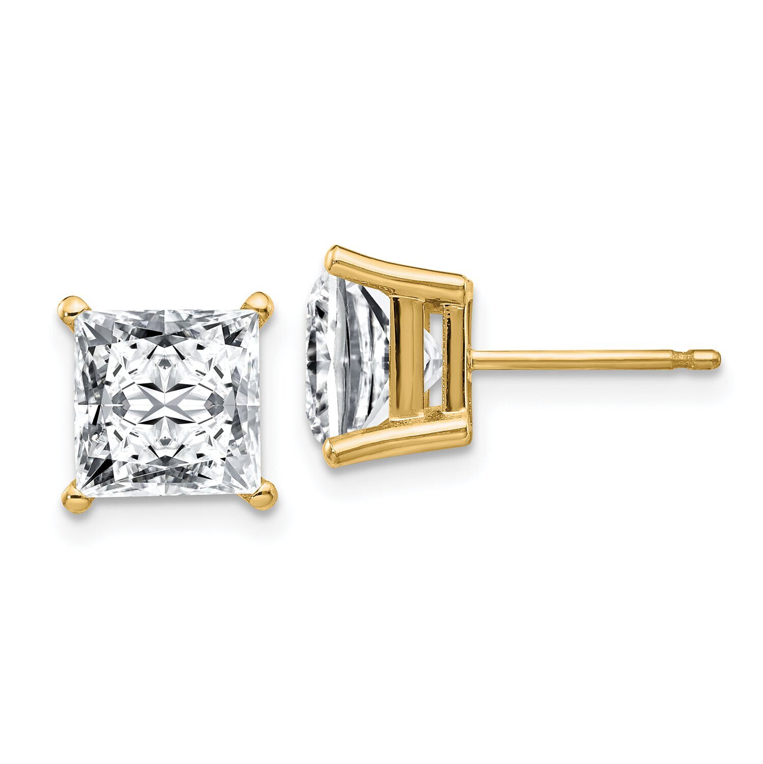 Princess 4-Prong .65ct. Post Earring Mounting 14k Yellow Gold YG364-13MT