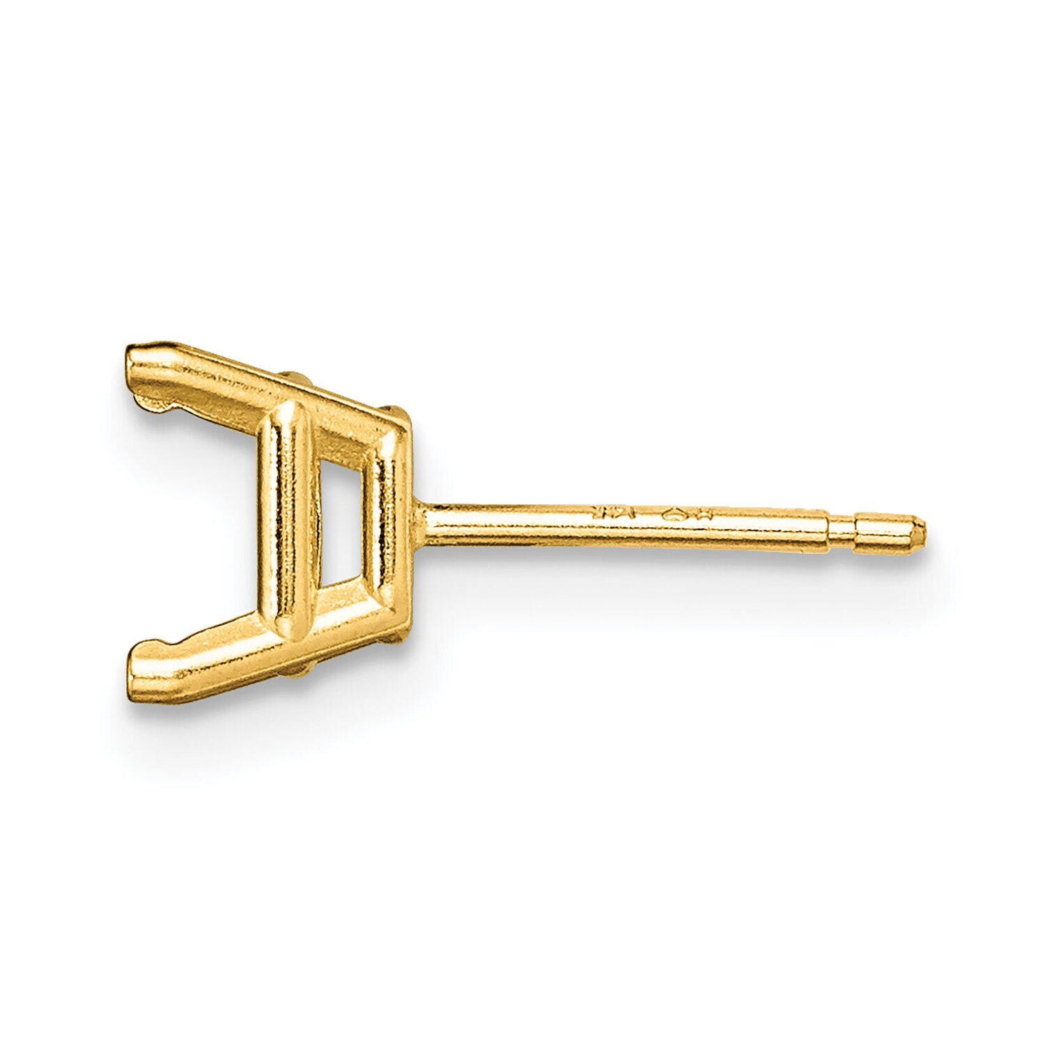 Princess 4-Prong .15ct. TruSeatr Post Earring Mounting 14k Yellow Gold YG369