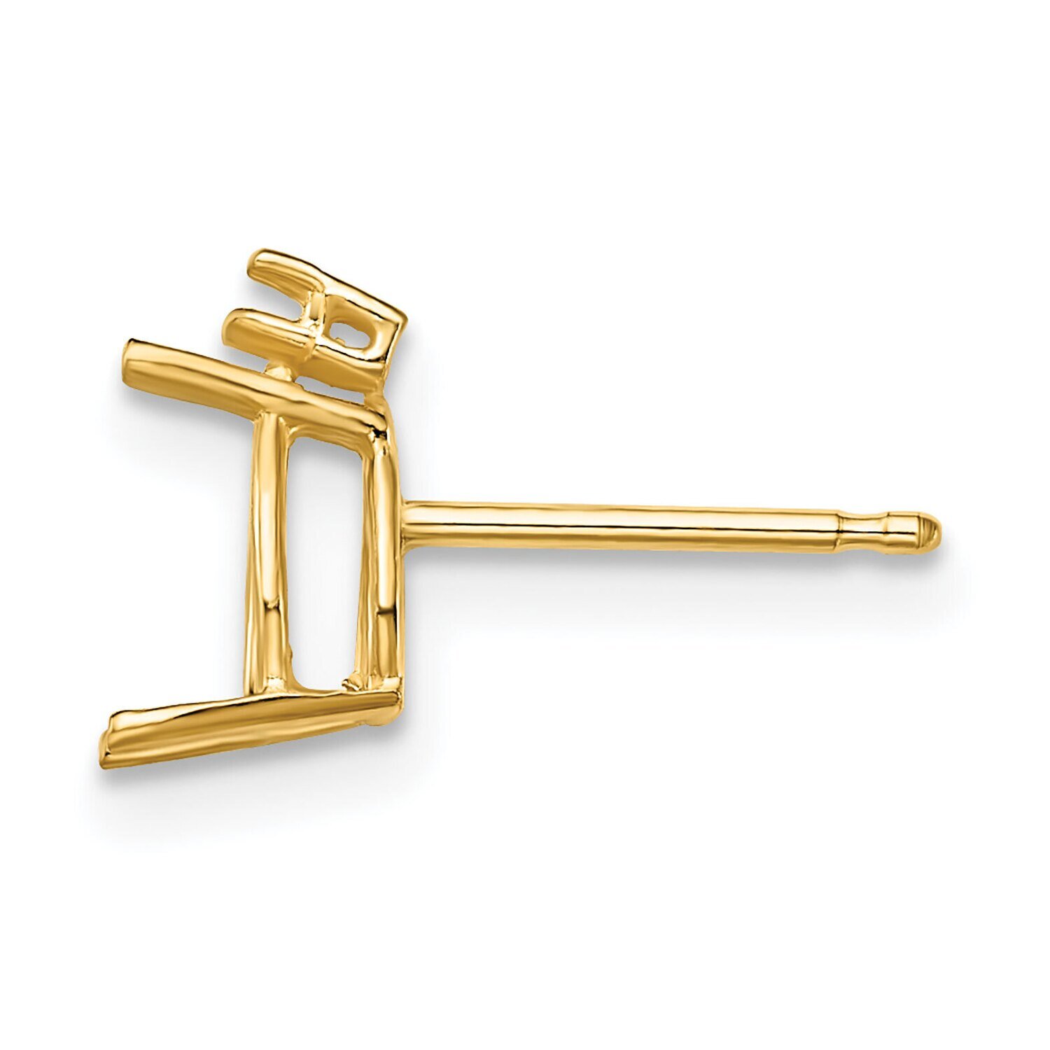Pear 4-Prong 4.5 x 2.5mm Diamond Accent Post Earring Mounting 14k Yellow Gold YG390, MPN: YG390,
