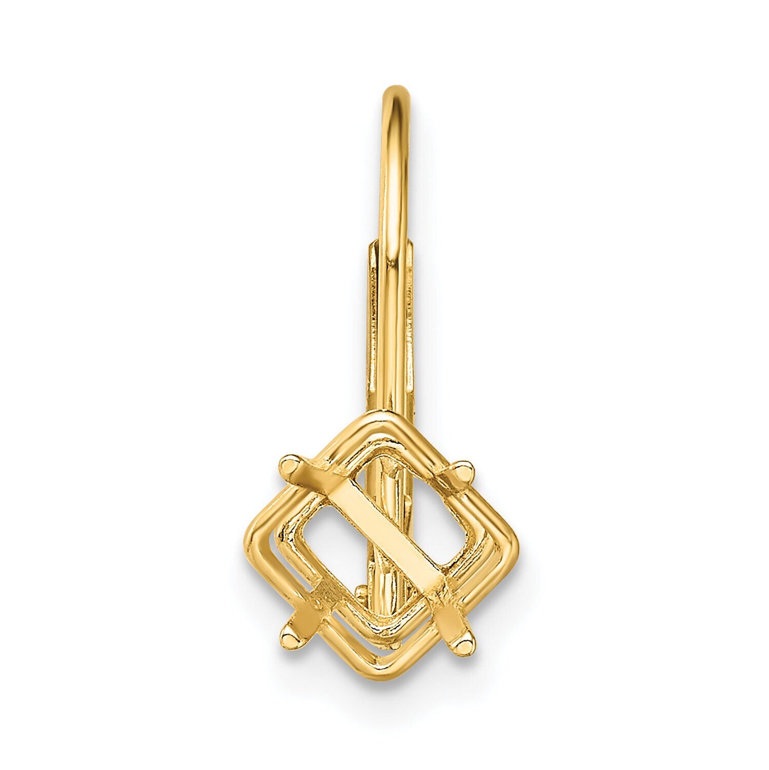 Princess 6.0mm Cast Basket Leverback Earring Mounting 14k Yellow Gold YG423, MPN: YG423,