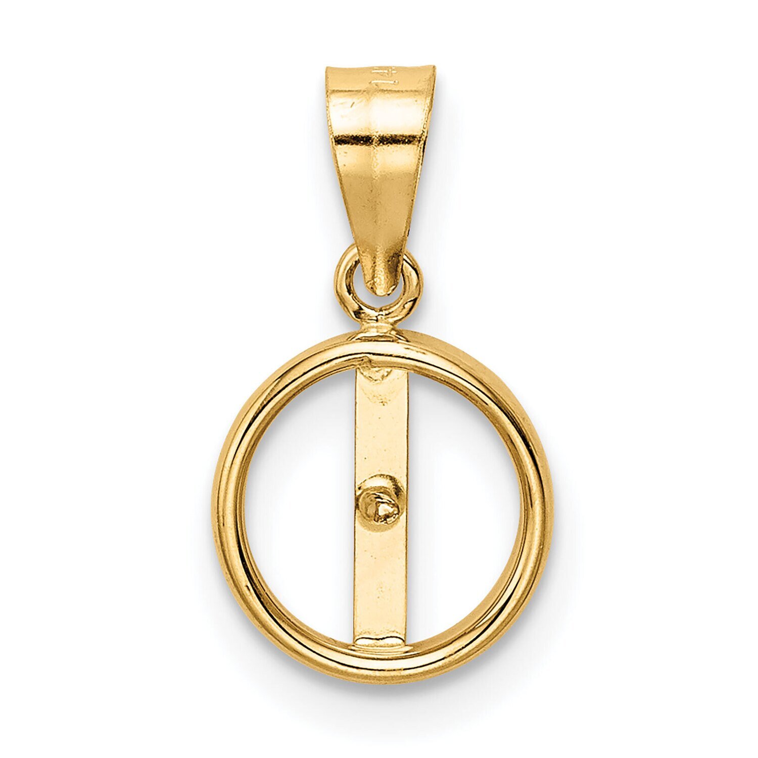 7.0-7.5 Button Pearl Bezel with Bail Pendant 14k Yellow Gold YG4885