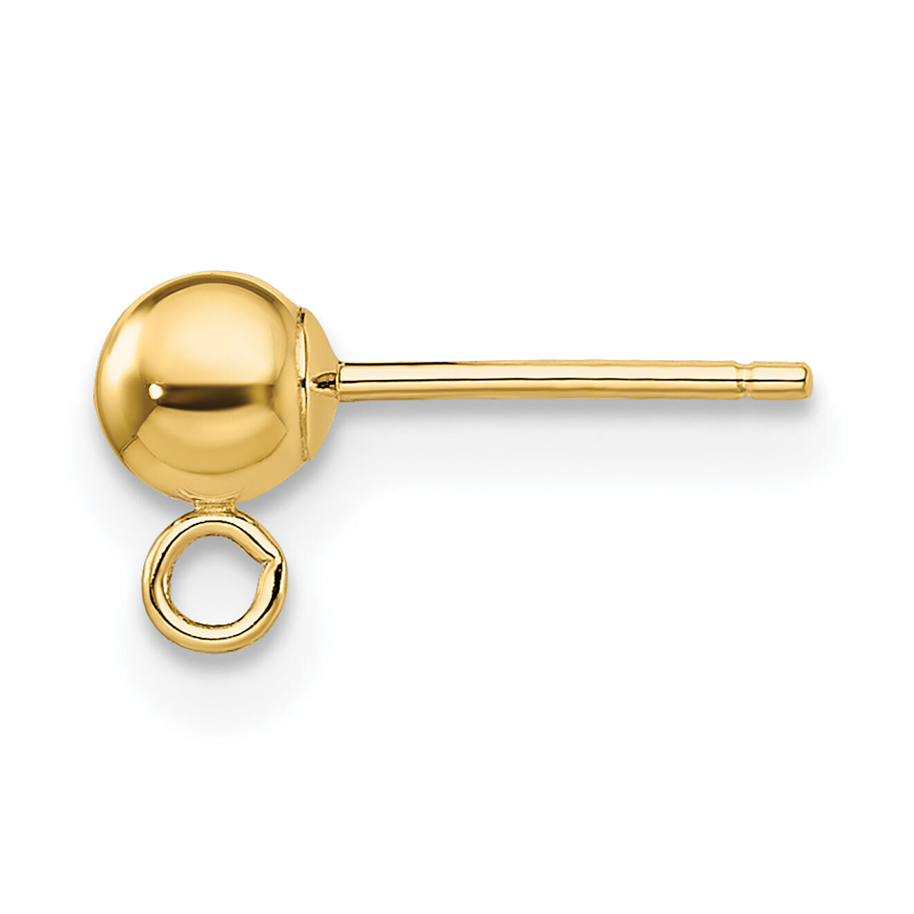 4mm Lightweight Ball with Ring Post Earring Mounting 14k Yellow Gold YG608, MPN: YG608,