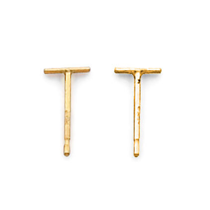 Single Notched Friction T-Bar Earring Post 14k Yellow Gold YG692, MPN: YG692,