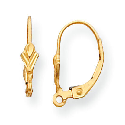 Fancy Leverback with Split Ring Earring Component 14k Yellow Gold YG799, MPN: YG799,