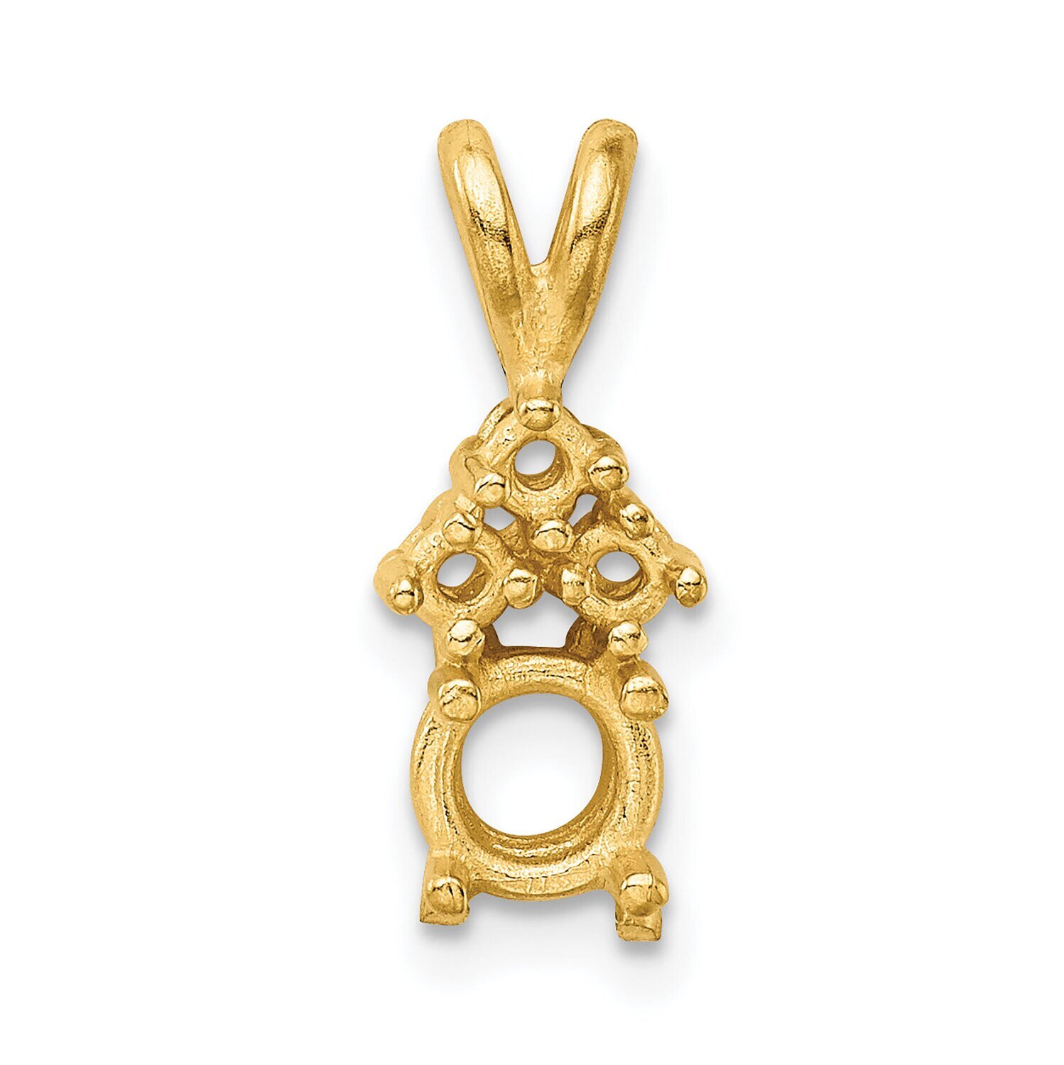 Round 4-Prong with 3 Diamond Accent 3.25mm Pendant Setting 14k Yellow Gold YG942, MPN: YG942,