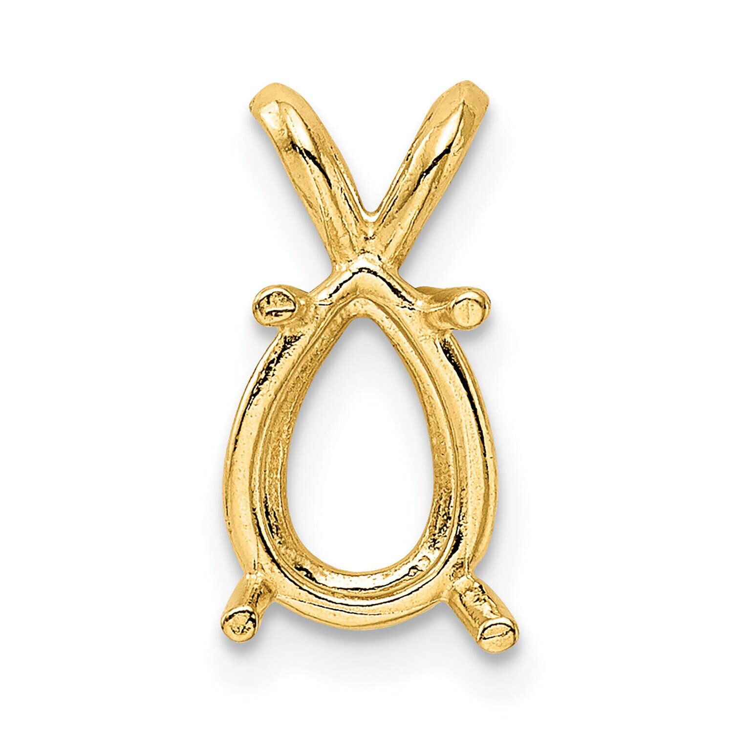 Pear 4-Prong Cast Medium Weight 4.5 x 2.5mm Pendant Setting 14k Yellow Gold YG991, MPN: YG991,