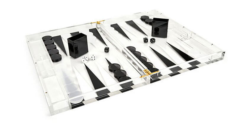 Tizo Acrylic Royal Backgammon Set Black And White Chips HA103BWBG