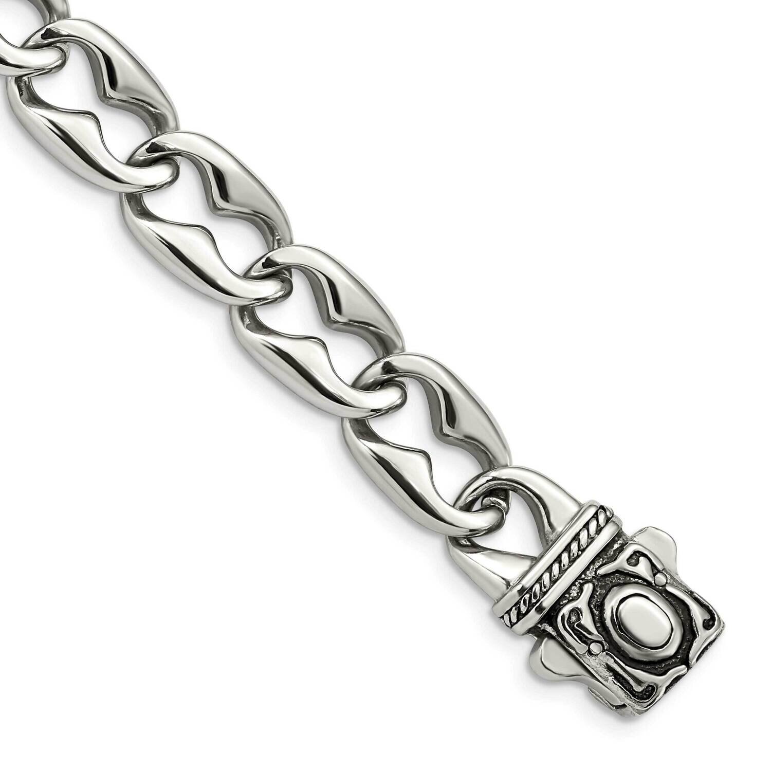 Fancy Link 8.25 Inch Bracelet Stainless Steel Polished SRB1036-8.25