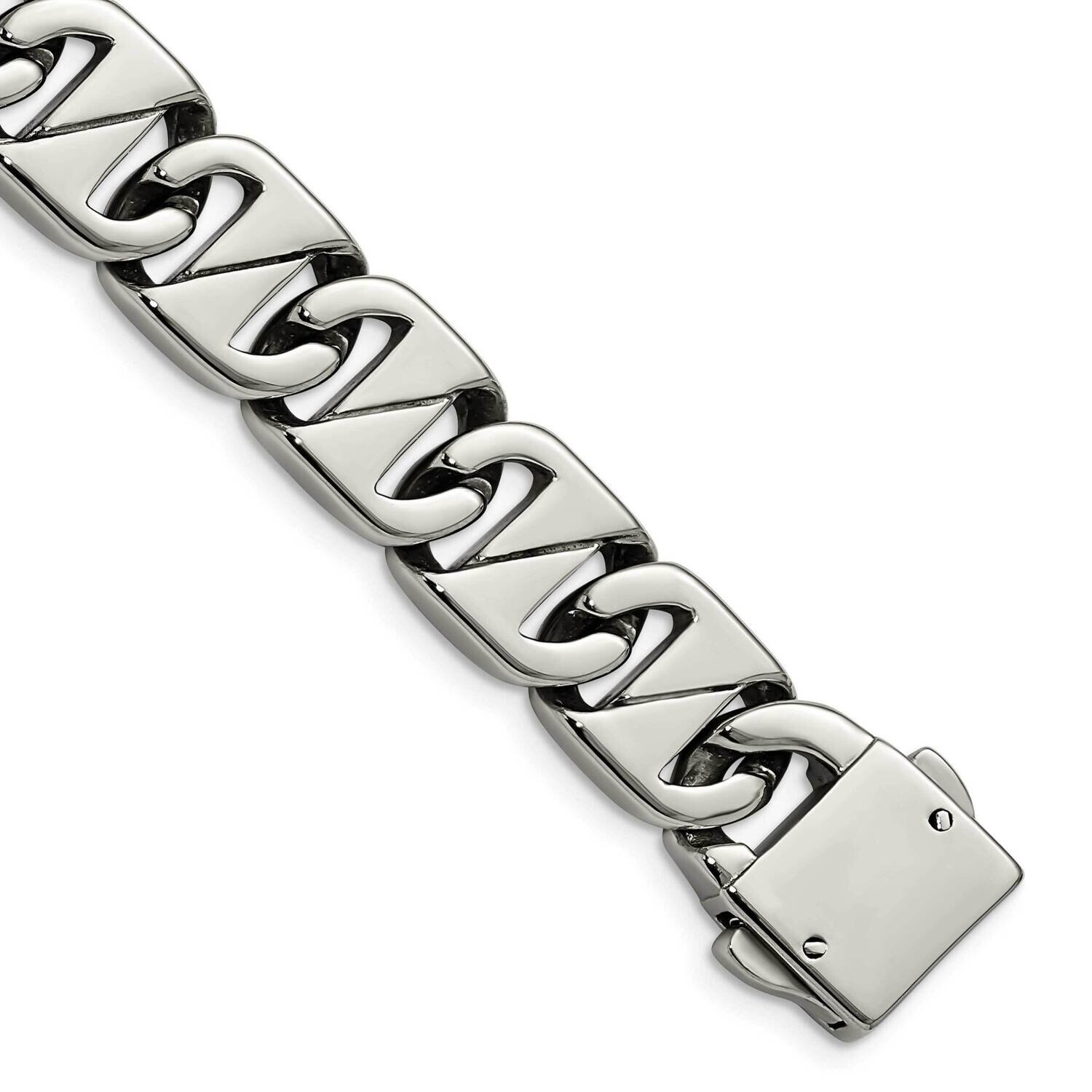 Fancy Link 8.5 Inch Bracelet Stainless Steel Polished SRB1047-8.5
