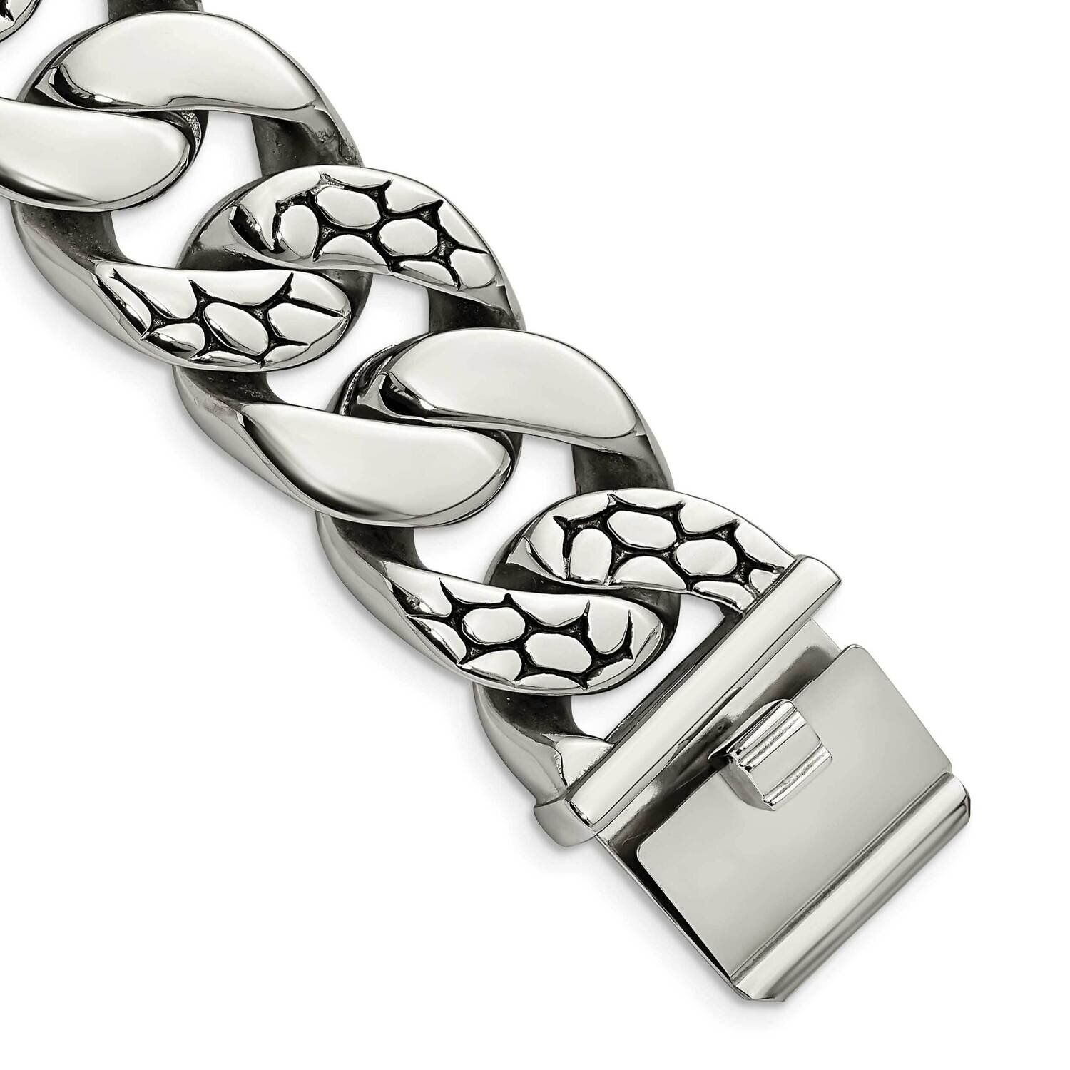 Antiqued Ovals 9 Inch Bracelet Stainless Steel Polished SRB1051-9 by Chisel, MPN: SRB1051-9, 886774…