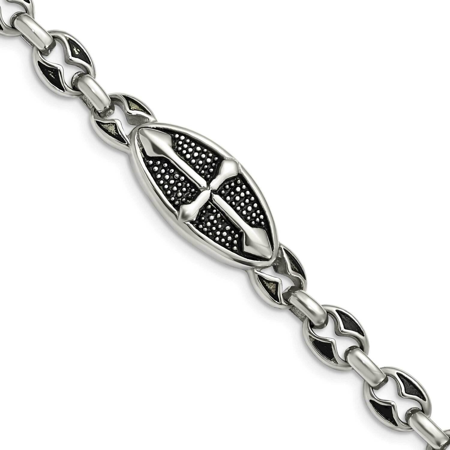 Links 9 Inch Toggle Bracelet Stainless Steel Antiqued SRB1056-9 by Chisel, MPN: SRB1056-9, 19110101…