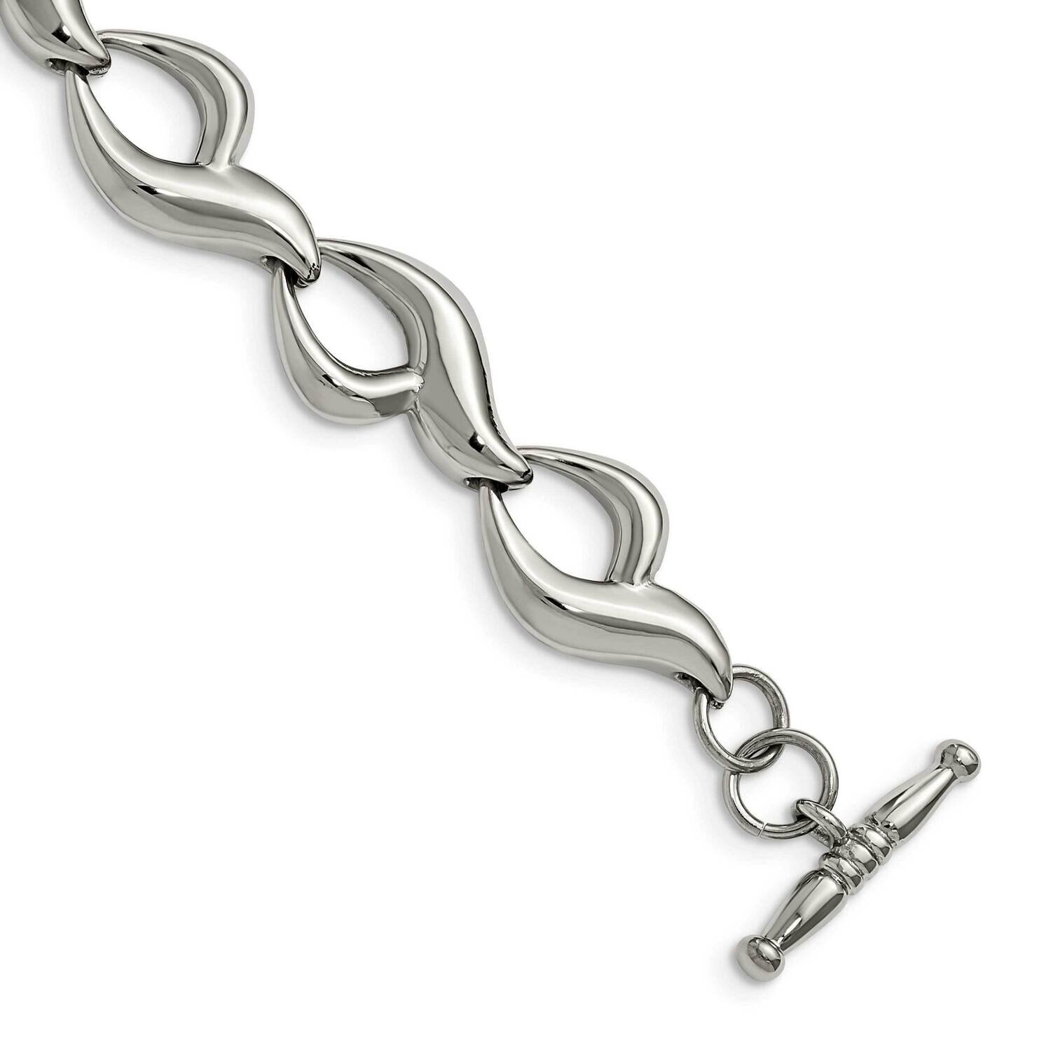 Fancy Link 8.25 Inch Toggle Bracelet Stainless Steel Polished SRB1058-8.25 by Chisel, MPN: SRB1058-…