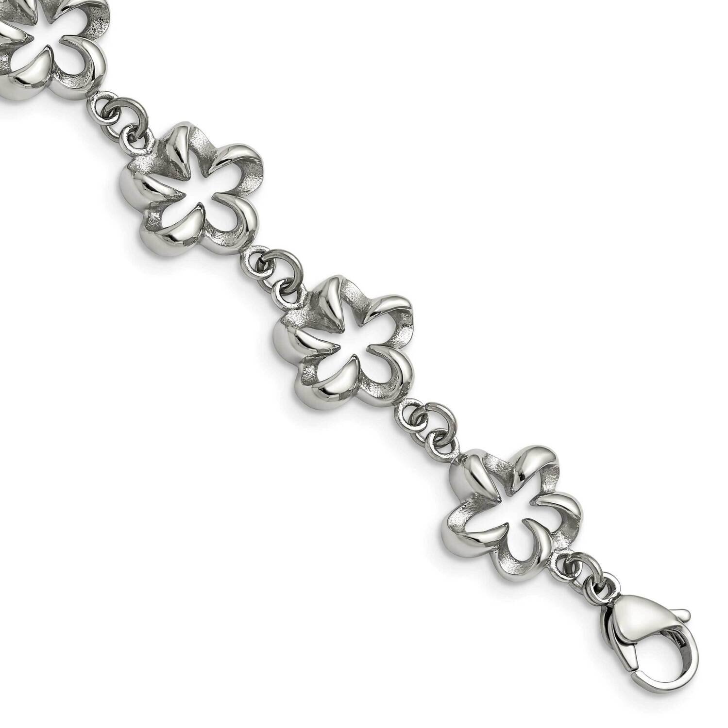 Cut-out Flowers 7.5 Inch Bracelet Stainless Steel Polished SRB1060-7.5