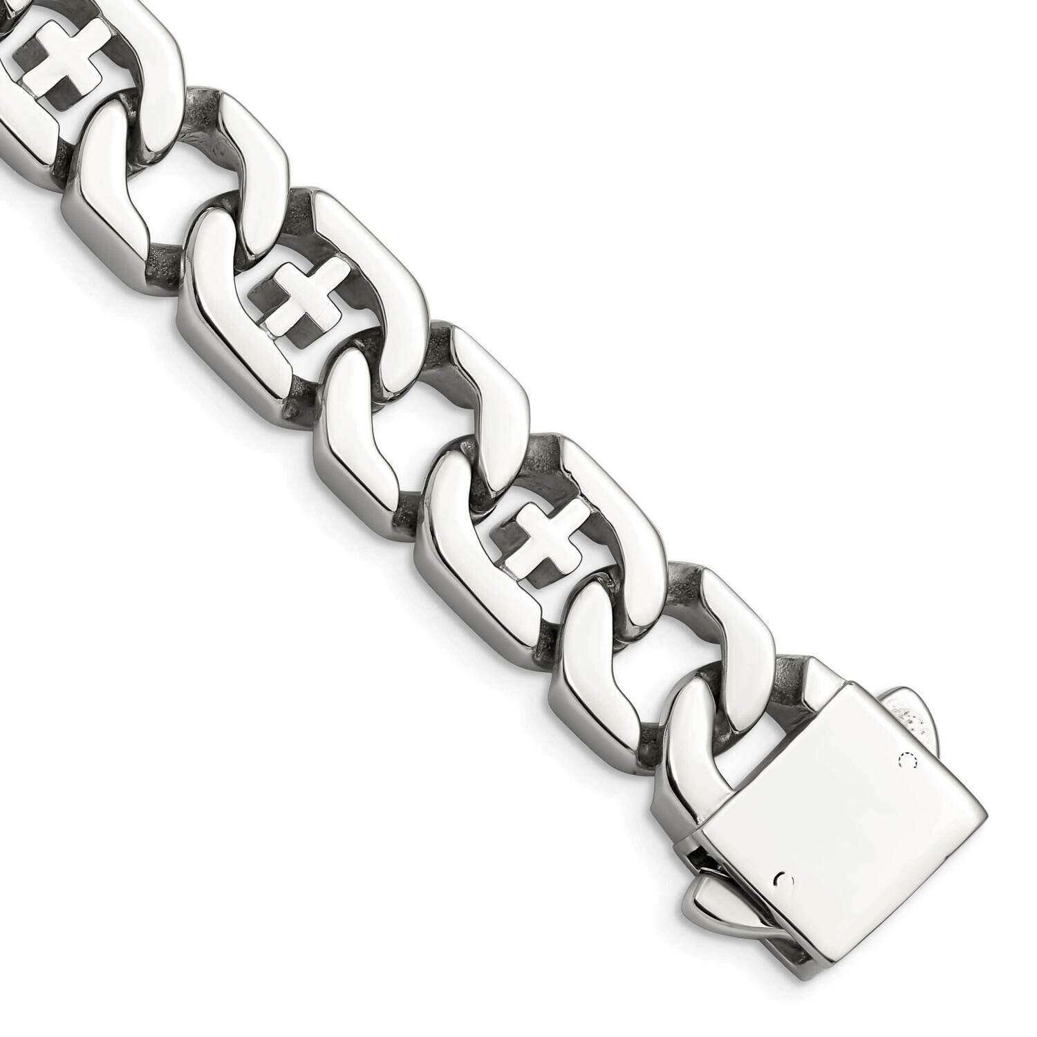 Link Crosses 8.5 Inch Bracelet Stainless Steel Polished SRB1061-8.5