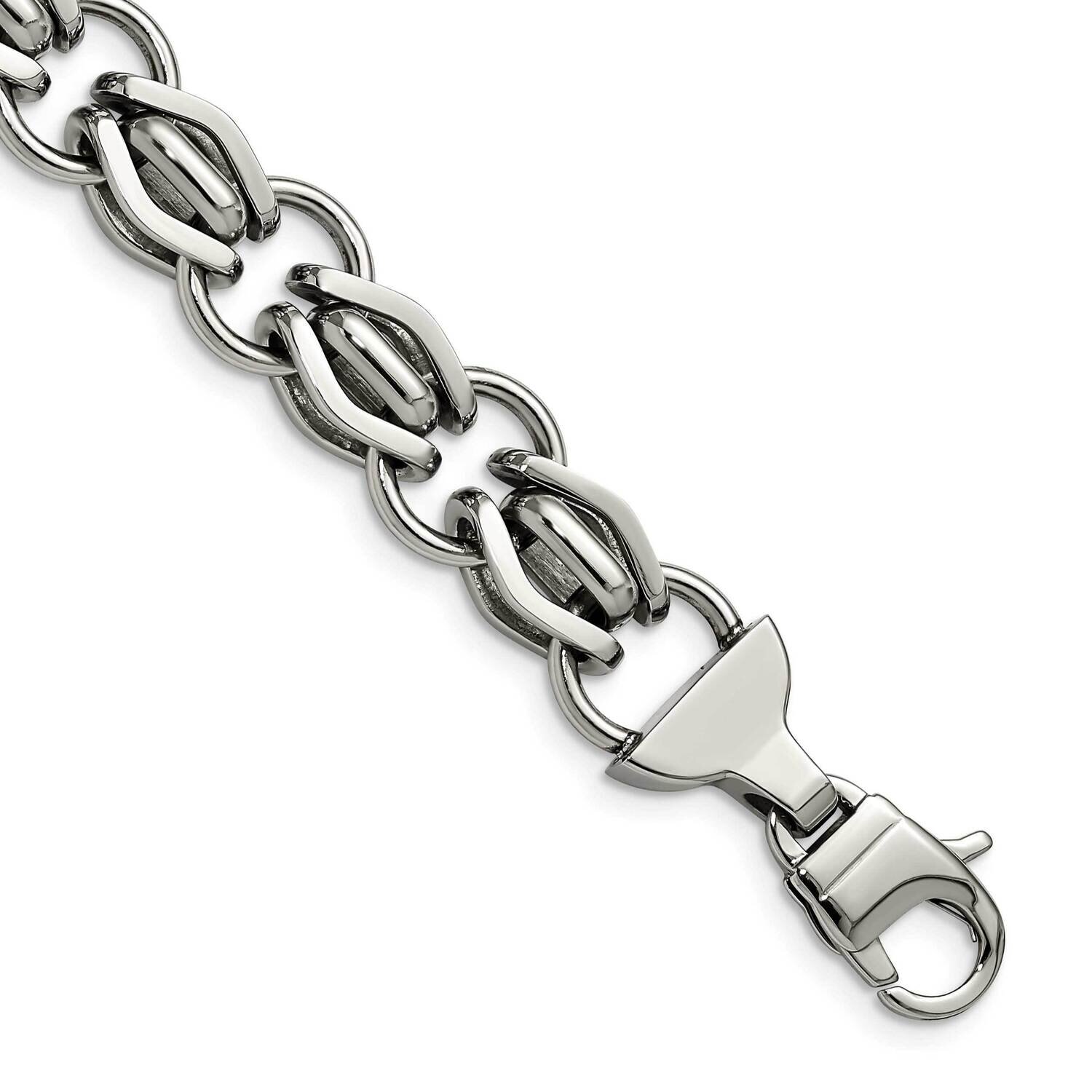 Fancy Link 8.75 Inch Bracelet Stainless Steel Polished SRB1066-8.75