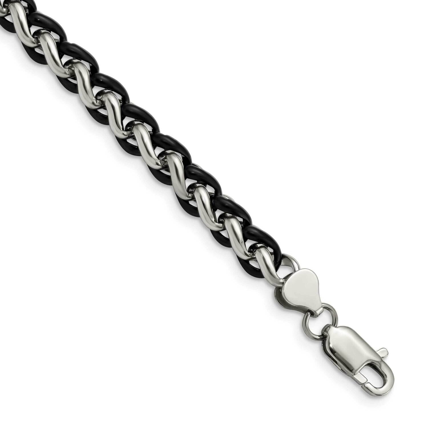 Black IP-plated 8.25 Inch Bracelet Stainless Steel Polished SRB1090-8.25 by Chisel, MPN: SRB1090-8.…