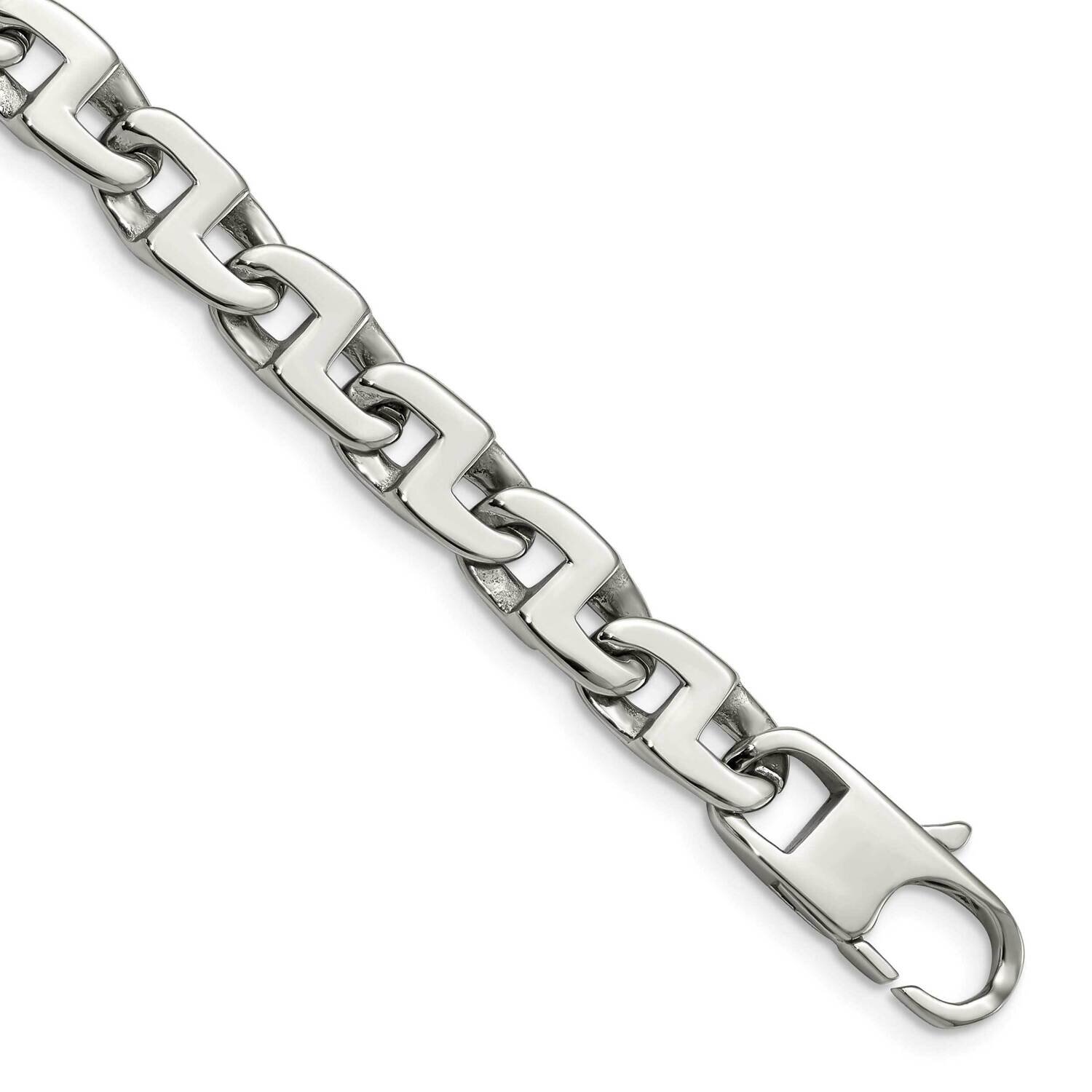 Fancy Squares Link Bracelet Stainless Steel Polished SRB1099-8.5 by Chisel, MPN: SRB1099-8.5, 88677…