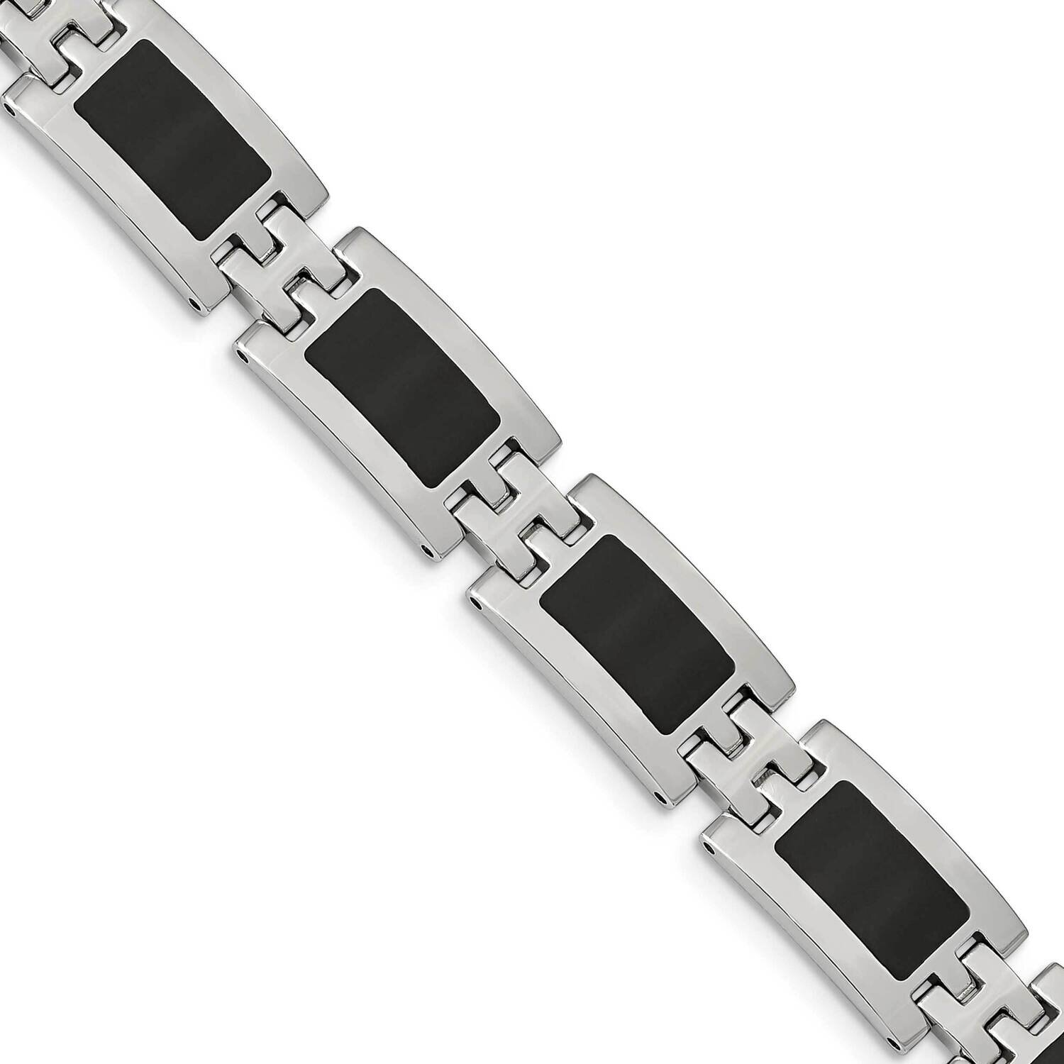 Black Enamel 9 Inch Bracelet Stainless Steel SRB112-9 by Chisel, MPN: SRB112-9, 883957718187