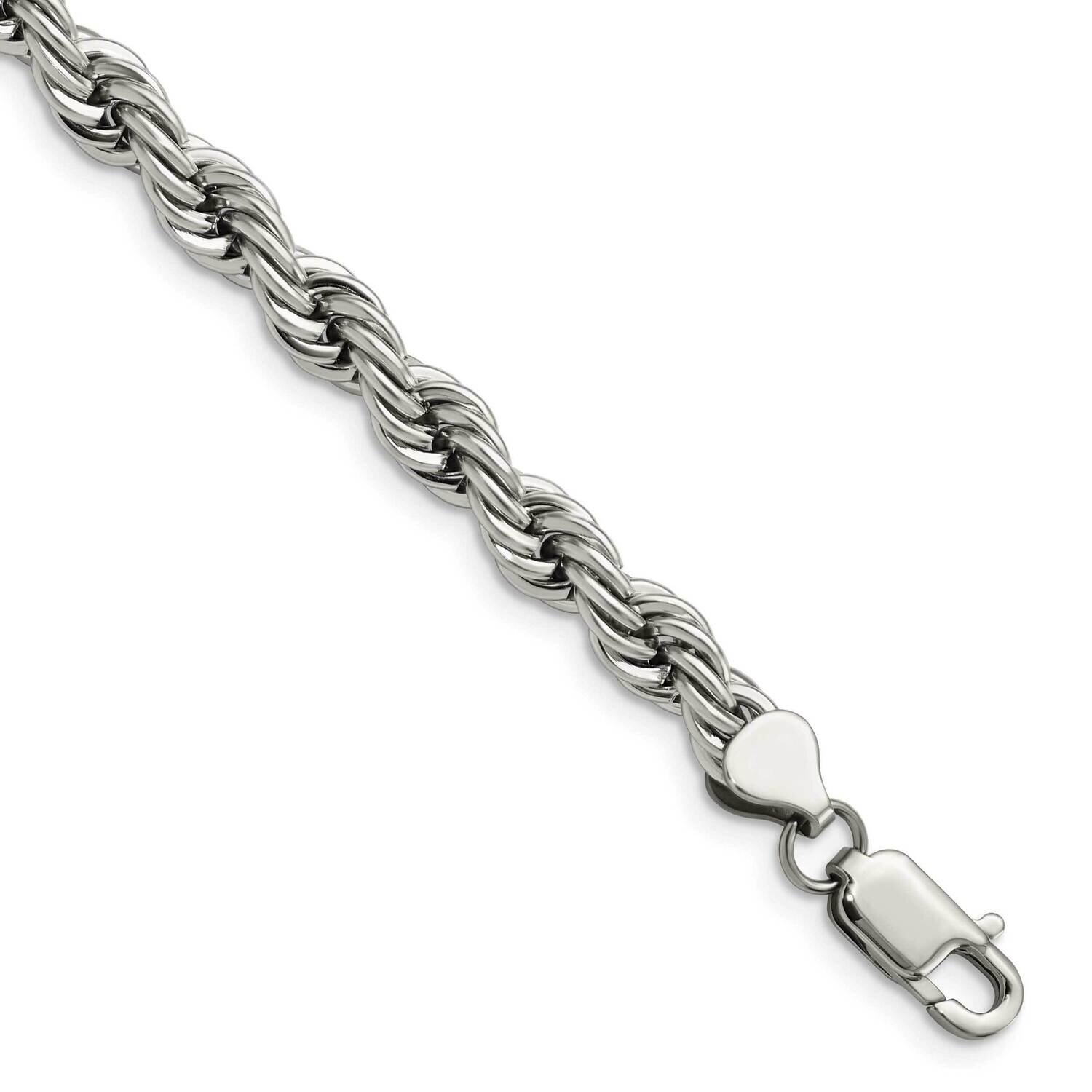 7mm Rope Bracelet Stainless Steel Polished SRB1191-7.25 by Chisel, MPN: SRB1191-7.25, 886774750231