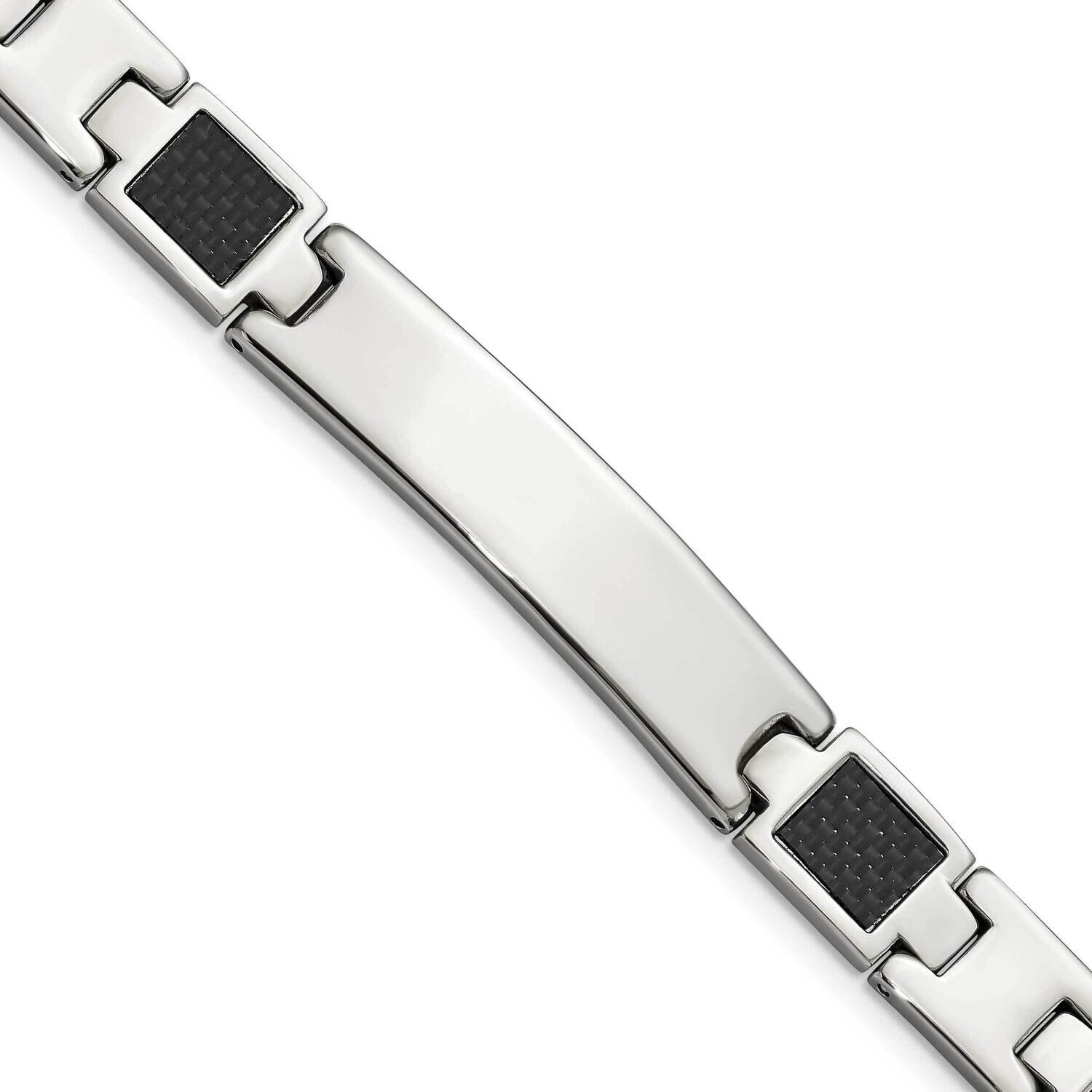 Black Carbon Fiber Inlay 8.5 Inch Bracelet Stainless Steel Polished SRB120-8.5