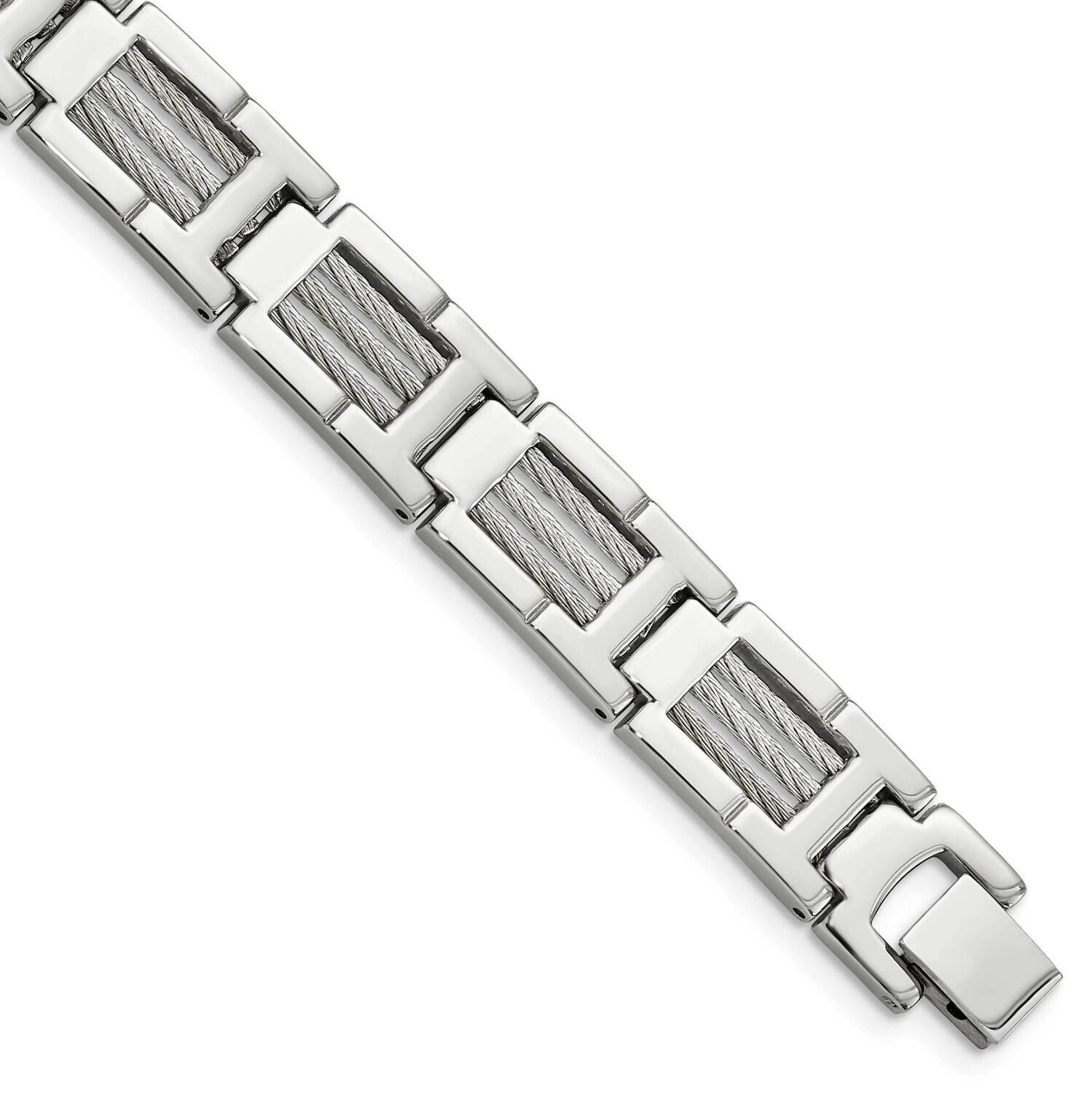 Wire Brushed &amp; Polished 8.5 Inch Bracelet Stainless Steel SRB127-8.5 by Chisel, MPN: SRB127-8.5, 88…