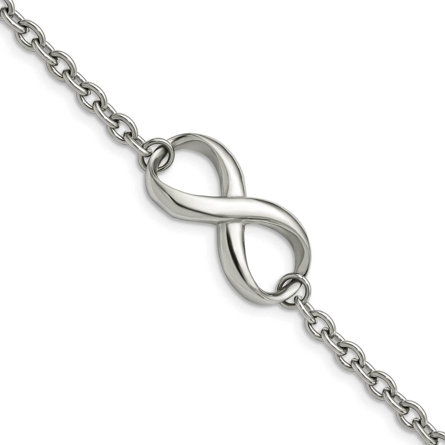 Infinity Symbol and Link Bracelet Stainless Steel Polished SRB1285-7.5
