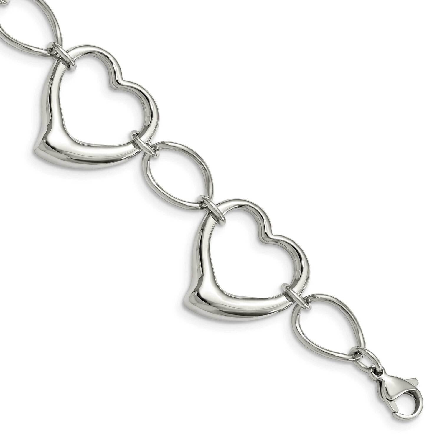 Hearts Bracelet Stainless Steel Polished SRB1453-7.75