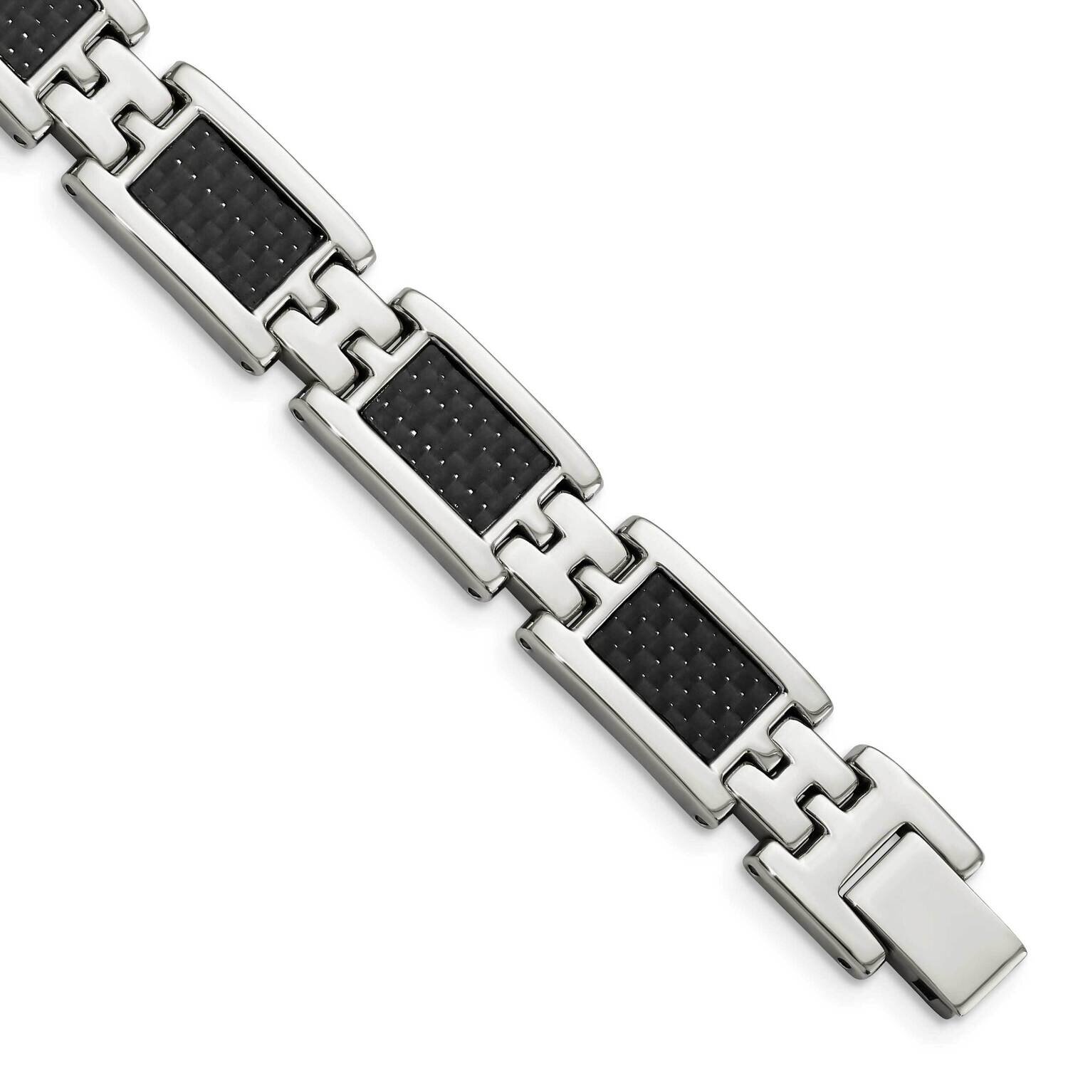 Black Carbon Fiber Inlay 9 Inch Bracelet Stainless Steel Polished SRB146-9.25 by Chisel, MPN: SRB14…