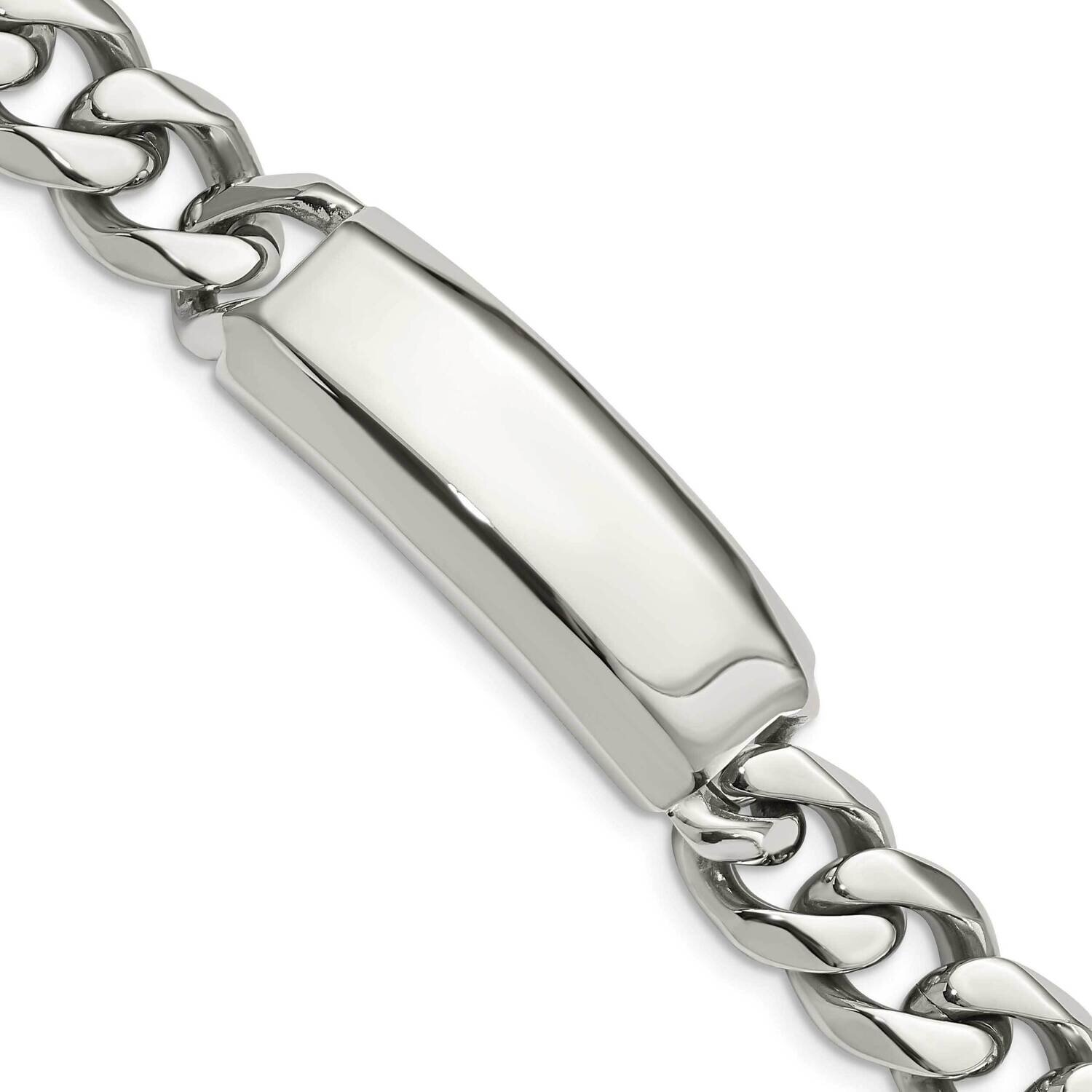 Antiqued Curb ID Link Bracelet Stainless Steel Polished SRB1477-8.75