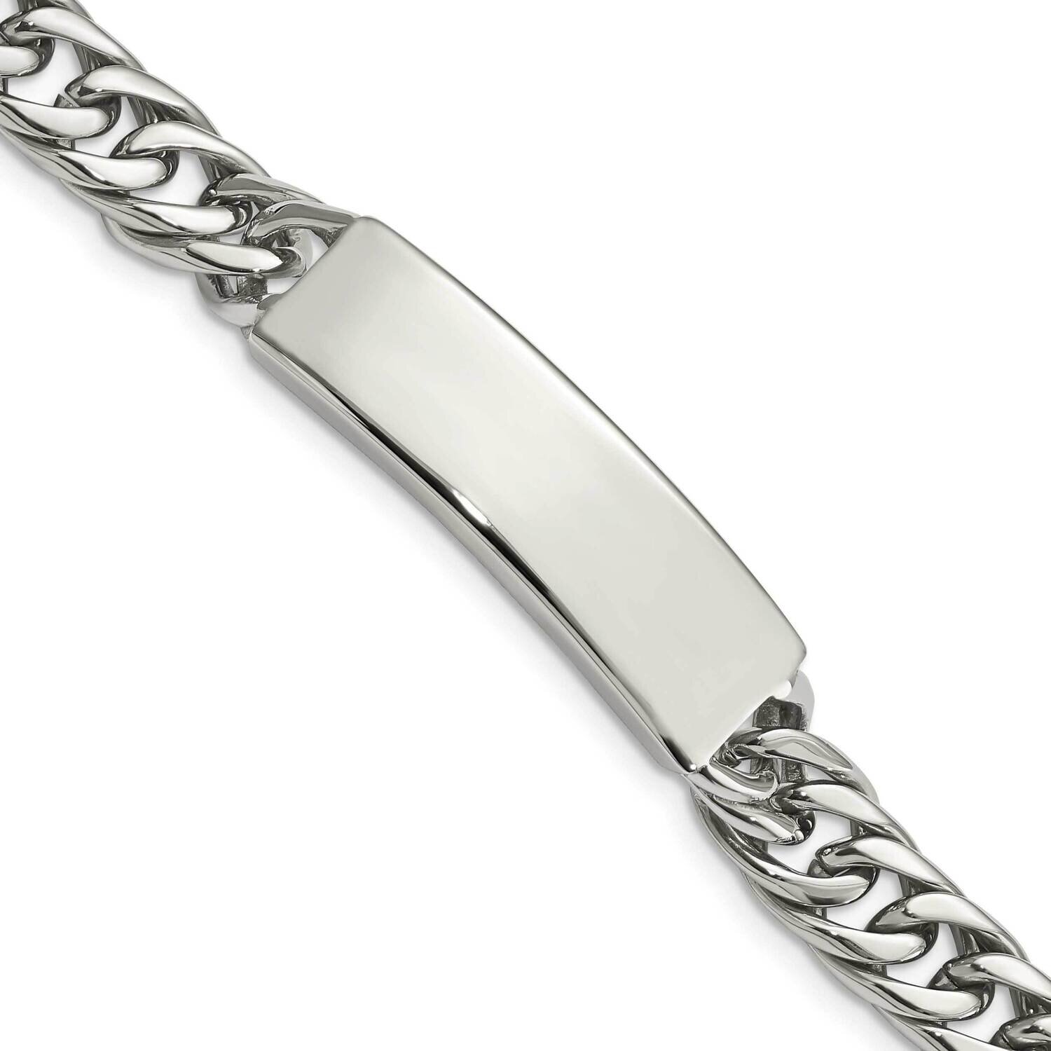 Antiqued Curb ID Link Bracelet Stainless Steel Polished SRB1478-8.5