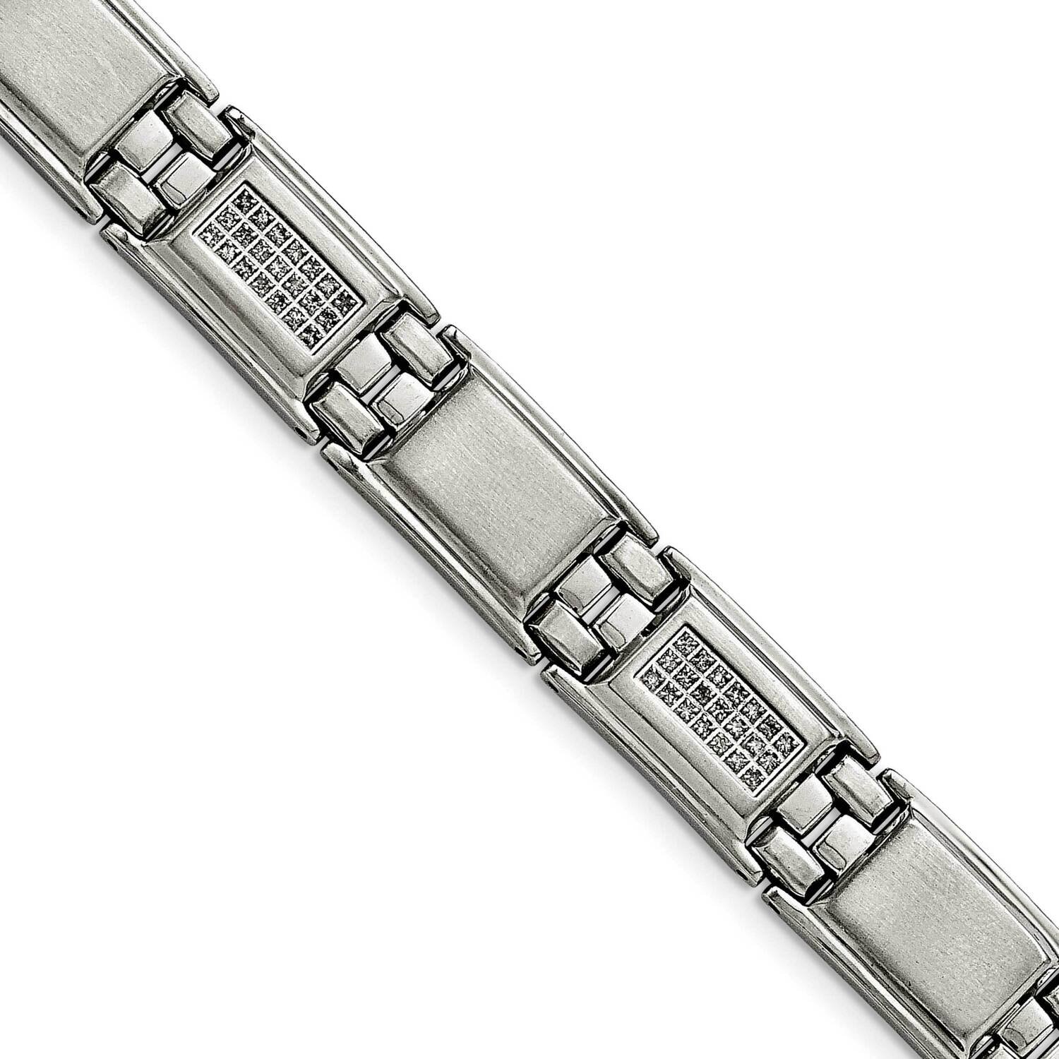 Matte 3/4ct tw. Diamond Bracelet Stainless Steel Polished SRB1526-8.75