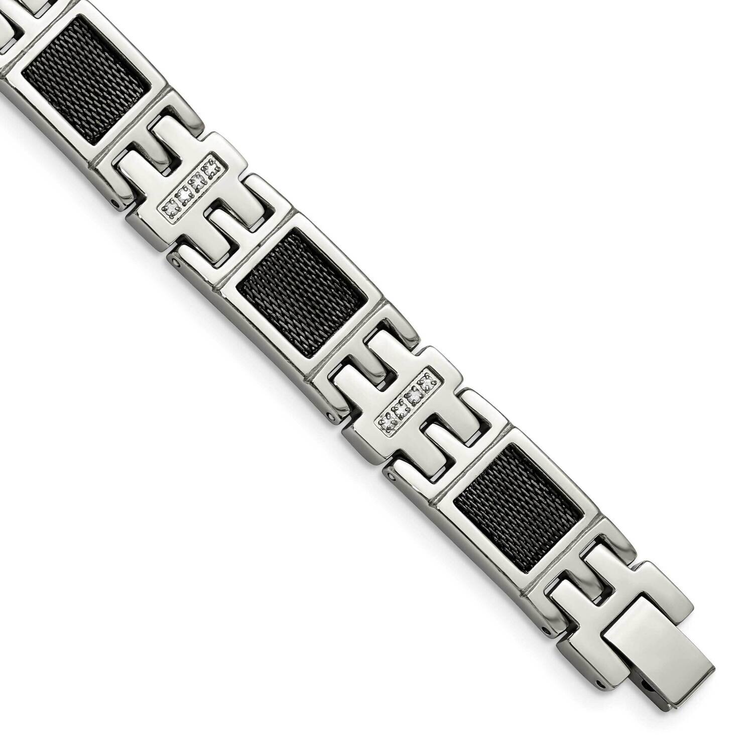 Black IP-plated Mesh1/3ct tw. Diamond Bracelet Stainless Steel SRB1530-8.75 by Chisel, MPN: SRB1530…