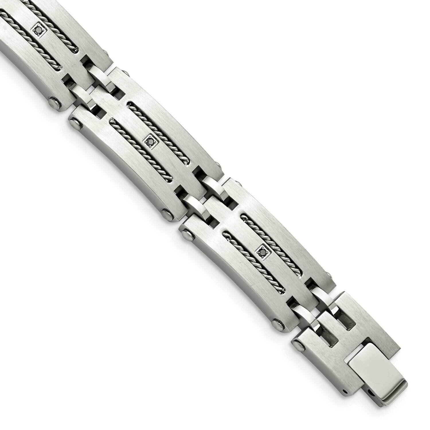 Brushed 1/10ct tw. Diamond Bracelet Stainless Steel Polished SRB1532-8.75 by Chisel, MPN: SRB1532-8…