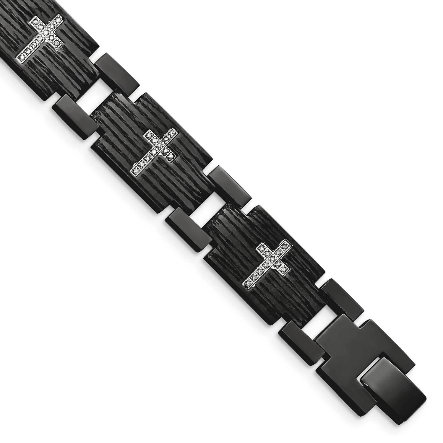 Matte IP-plated 1/4ct. tw. Diamond Bracelet Stainless Steel Polished SRB1542-8.5