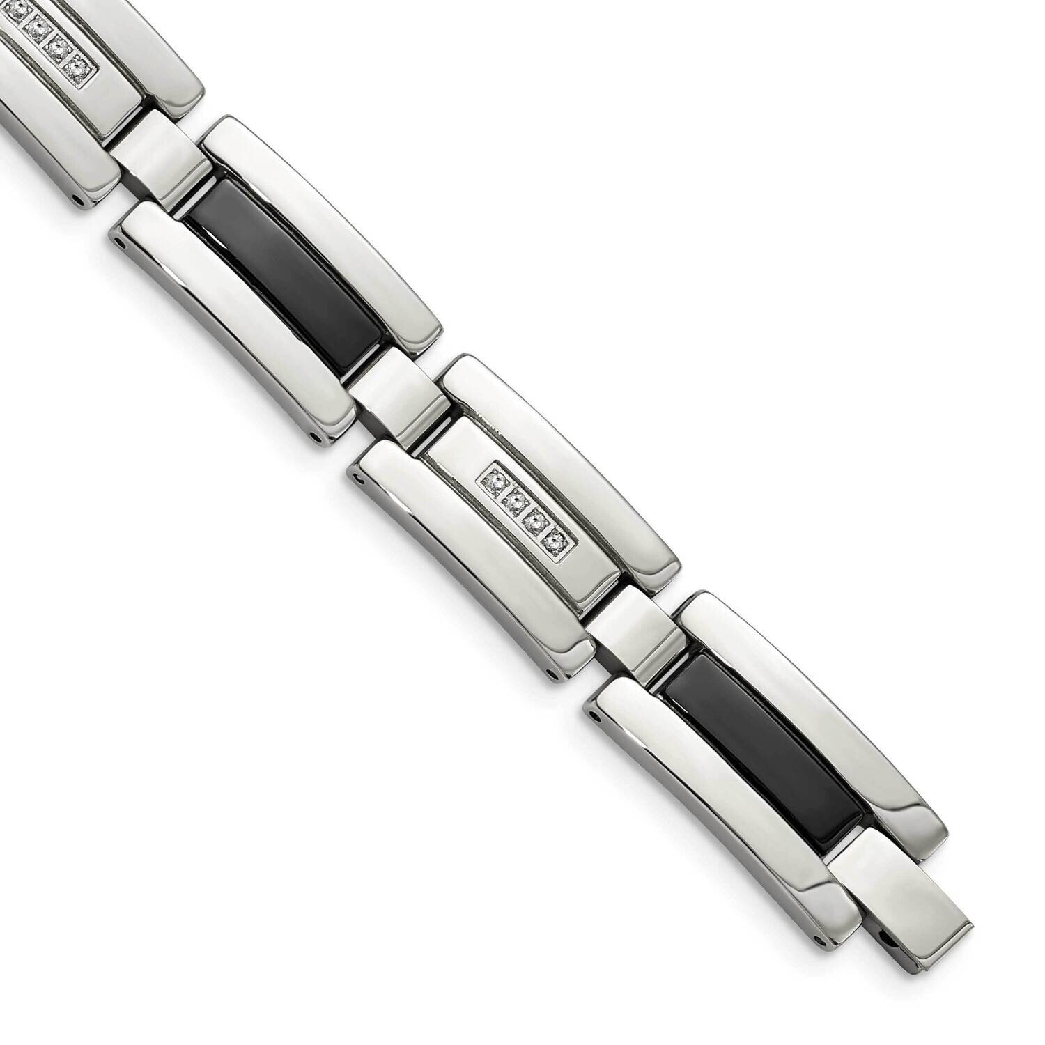 Black IP-plated 1/4ct tw. Diamond Bracelet Stainless Steel Polished SRB1544-8.5 by Chisel, MPN: SRB…